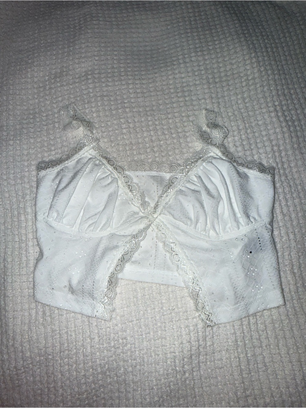 White Lace-Trim Cami Bralette Top